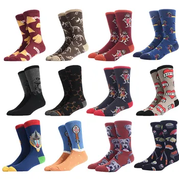 

SOPLCAALCK Wedding Happy Funny Socks Cartoon Animal Food Sushi Creative Design Men Socks Calcetines Hombre Divertido Skarpetki