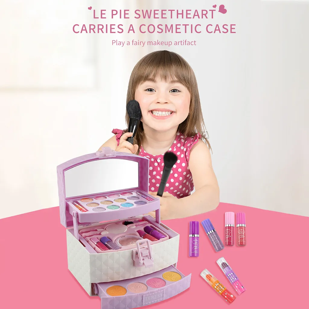 

Education For Kids Fun Learning Toys For Children Little Fairy Princess Washable Makeup and Nail Heart Palette with Mirror W826