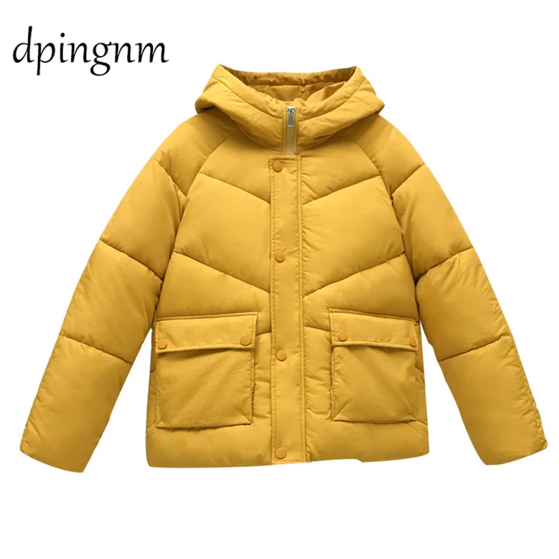 

2019 Slim Cotton Solid New Women's Hooded Winter Loose Cotton-padded Jacket Winter Jacket Women 902