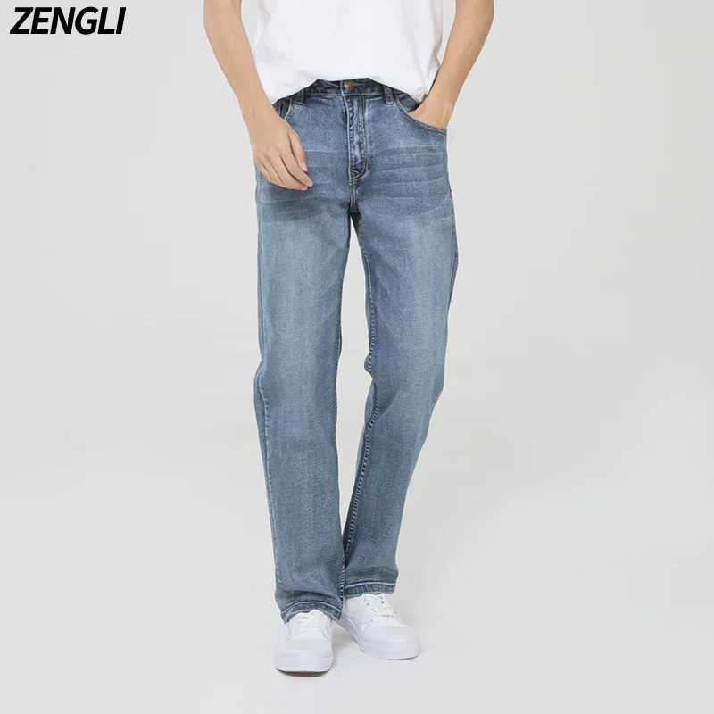 

2018 New Style Nostalgic Jeans Men's Autumn Loose Straight Elasticity Plus-sized Large Size Youth Men Casual Wide-Leg