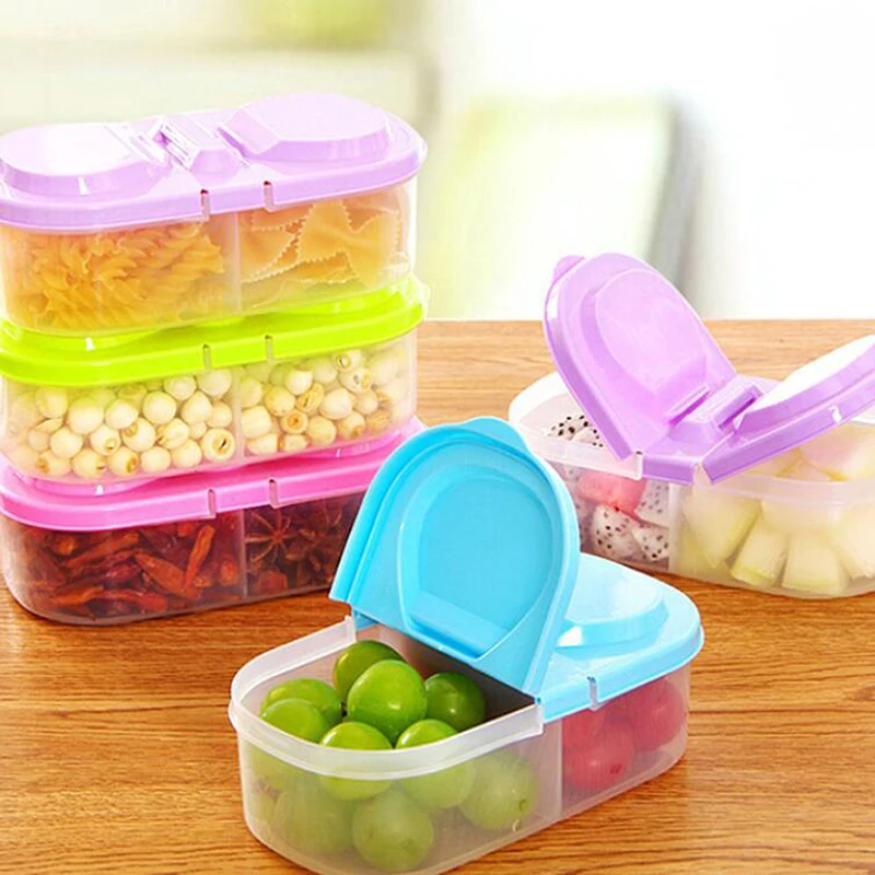 Creative Box Multi-function Storage Double Grid Box Vagetables Fruit Food Pantry Storage Organizer Kitchen Accessories