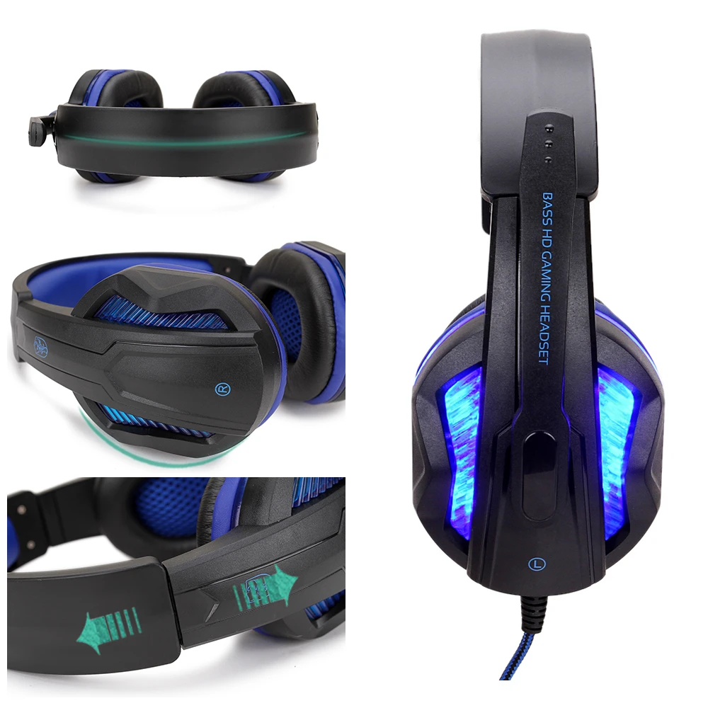 Computer Gaming Headset PC Gamer Wired Headphone With Microphone 3 5 Jack USB Cosque LED Bass Cascos For Phone PS4 Laptop Kids