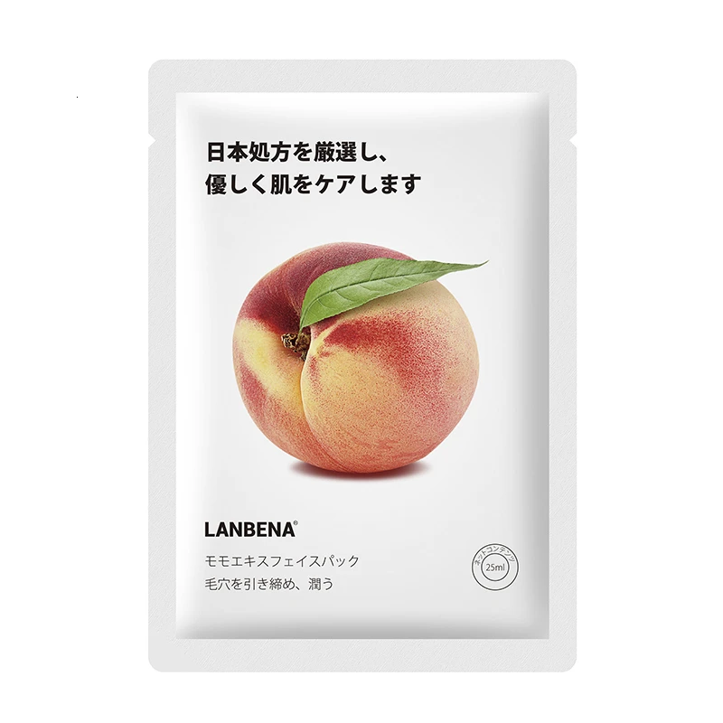 Peach Mask Фруктовые маски для лица LANBENA, персик, авокадо, алоэ, цветущая вишня, маска для лица, уход за кожей, отбеливающая, увлажняющая, против старения, листовая маска - Цвет: Peach Mask