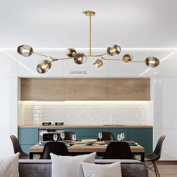 

Modern Pendant Light Living Room Pendant Lighting Lustre Gradient Color Glass Light Fixtures Adjustable Gold/Black Light Pole