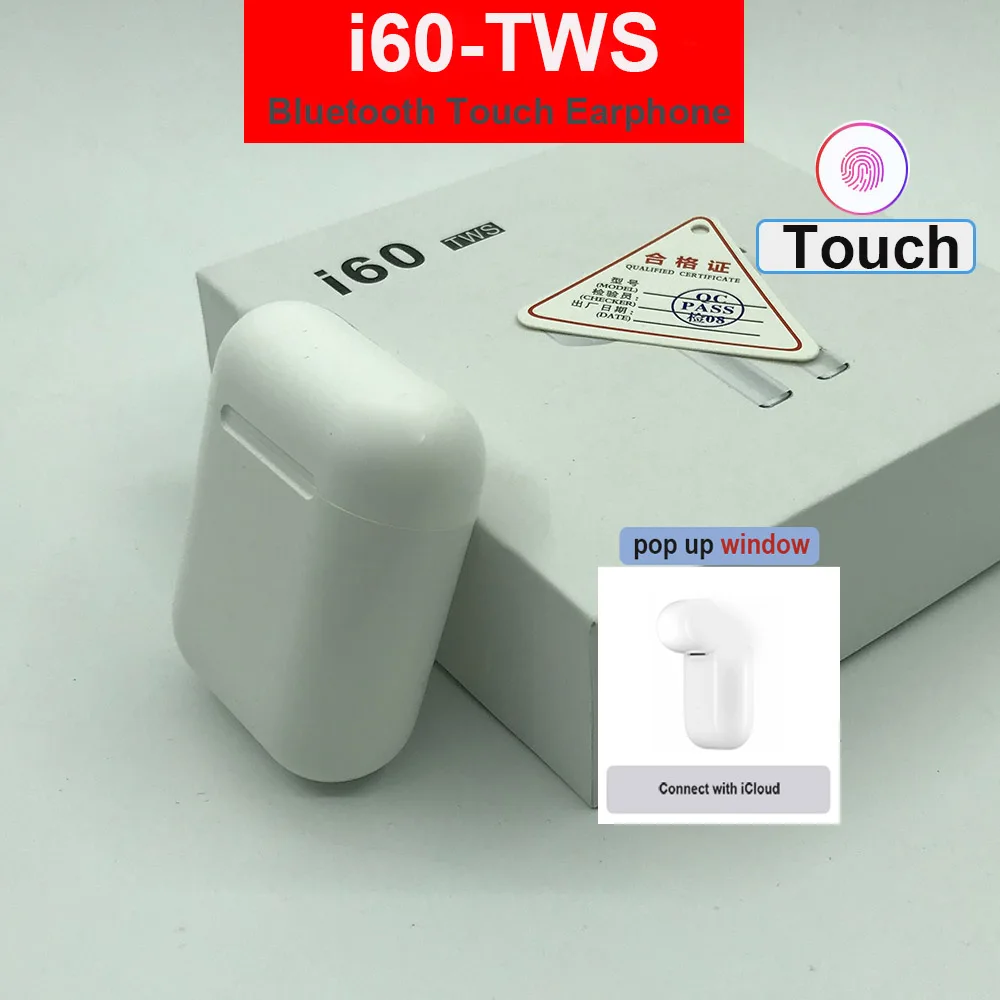 

2019 i60 tws Wireless Bluetooth 5.0 Earphone Touch control Earbuds mini case PK i120 i30 tws for iPhone Android phone
