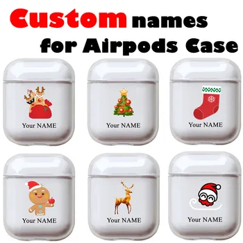 

Personal DIY For airpod case custom name logo image Clear Transparent Hard Plastic Cute Cartoon Case Christmas Gift High quality