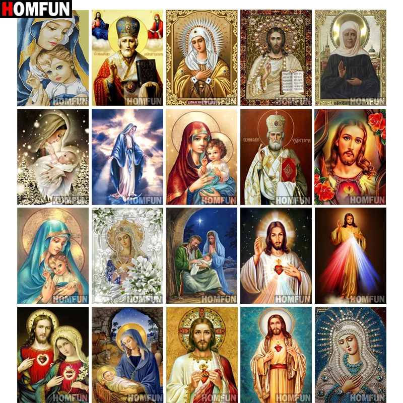 Diamond Painting HOMFUN Full Square/Round Drill 5D DIY Diamond Painting "Religion Jesus" 3D Diamond Embroidery Cross Stitch Home Decor Gift