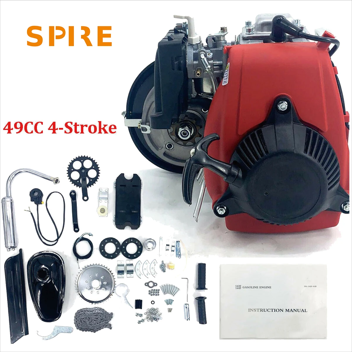 US $204.03 49CC 4Stroke Pull Start Gas Petrol Motorized Bicycle Bike Engine Motor Kit Scooter With Belt For Dirt Pocket Bike Mini ATV
