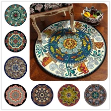 Этнический стиль Ретро Мандала Цветок Европейский Цветочный Круглый меховой ковер Гостиная Спальня украшение области одеяло стол стул коврик