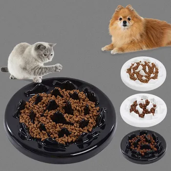 

Pet Slow Feeder Bowl Ceramic Cat Bowls Dog Water Food Bowls Interactive Anti-Gulping Bowls