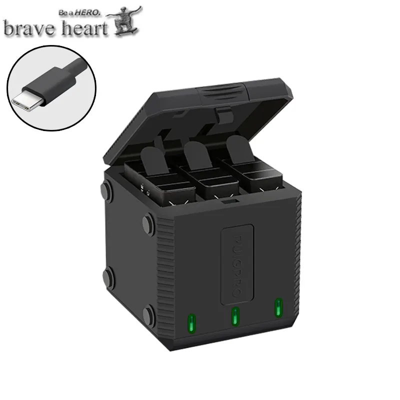charger only Полностью декодированный аккумулятор Go pro hero 5 hero 6+ 3 порта type-c зарядное устройство для GoPro Go pro hero 5 6 7 hero 7 black аксессуары для камеры - Цвет: charger only