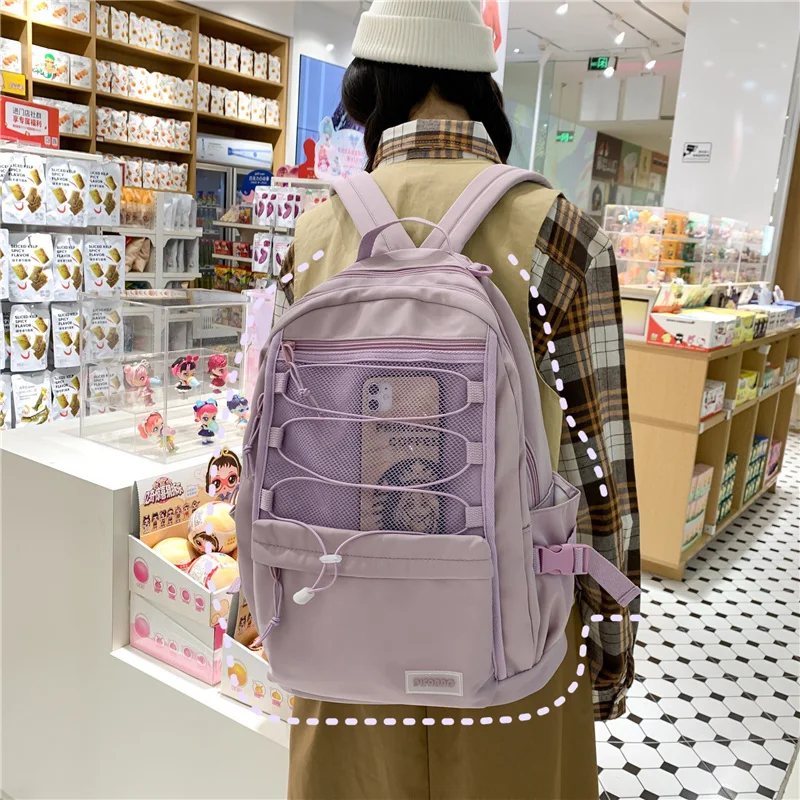 Kawaii Nylon Harajuku Solid Pastel College Backpack