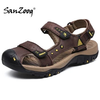 

Mens Genuine Leather Sandals Men Summer Sandalias Hombre Masculina Sandal Sandles Outdoor Trekking Closed Toe Sandals Big Size