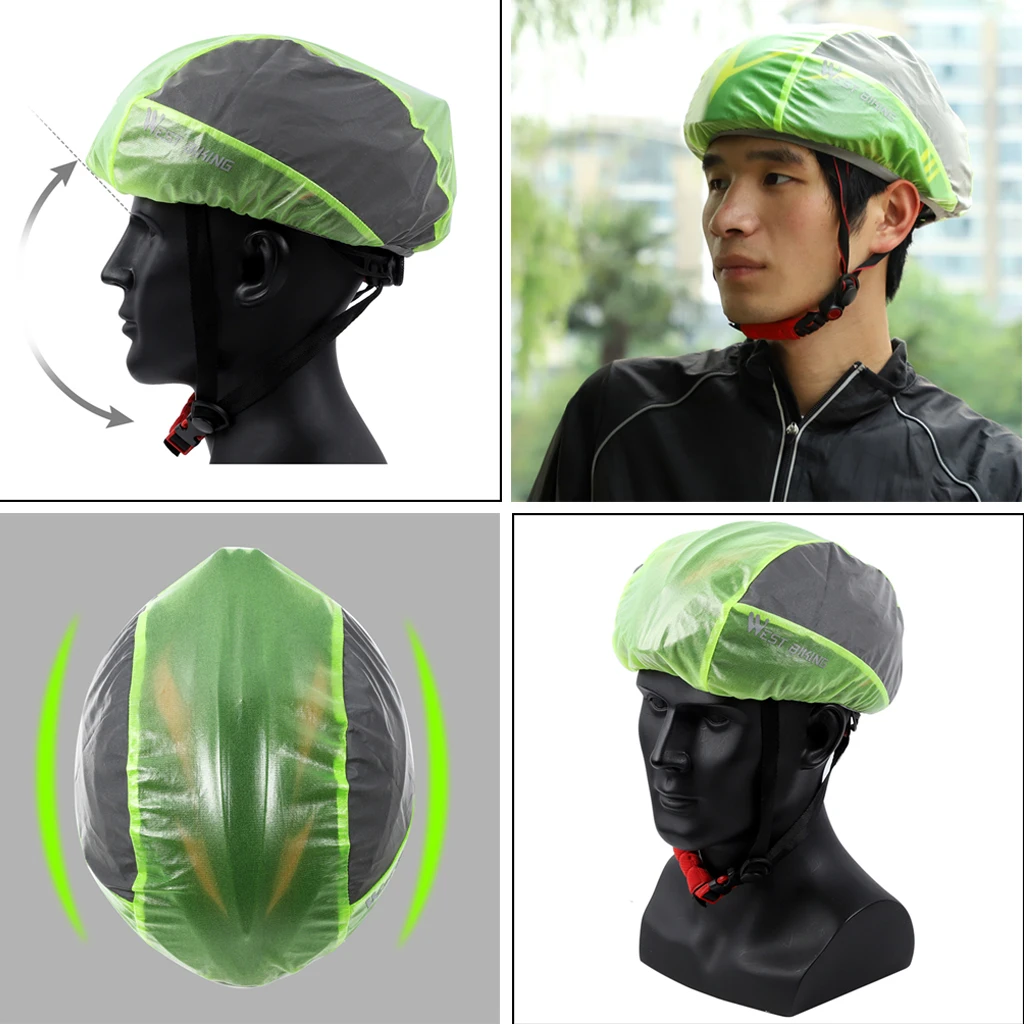 1* Waterproof Bicycle Helmet Cover With Reflective Cycling Bike Rain V5Z7 
