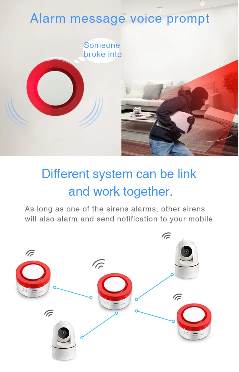 Tuya Smart WiFi домашняя система охранной сигнализации шлюз и стробоскоп сирена работа с Amazon Alexa Google Home IFTTT Голосовое управление