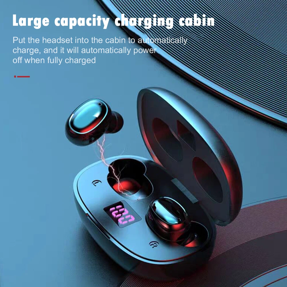 Mini Headphone Sport Headset with Charging Box TWS Earbuds Bluetooth In ear Headphones with Digital Display Charging Case