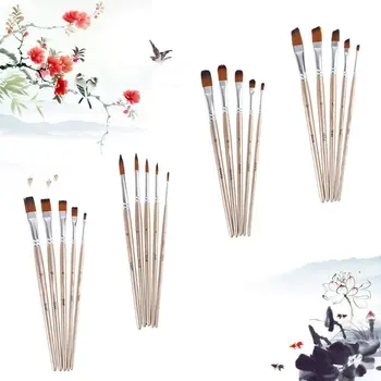

5pcs Paint Brush Set Nylon Hair Professional Artist Watercolor Acrylic Painting N0HC