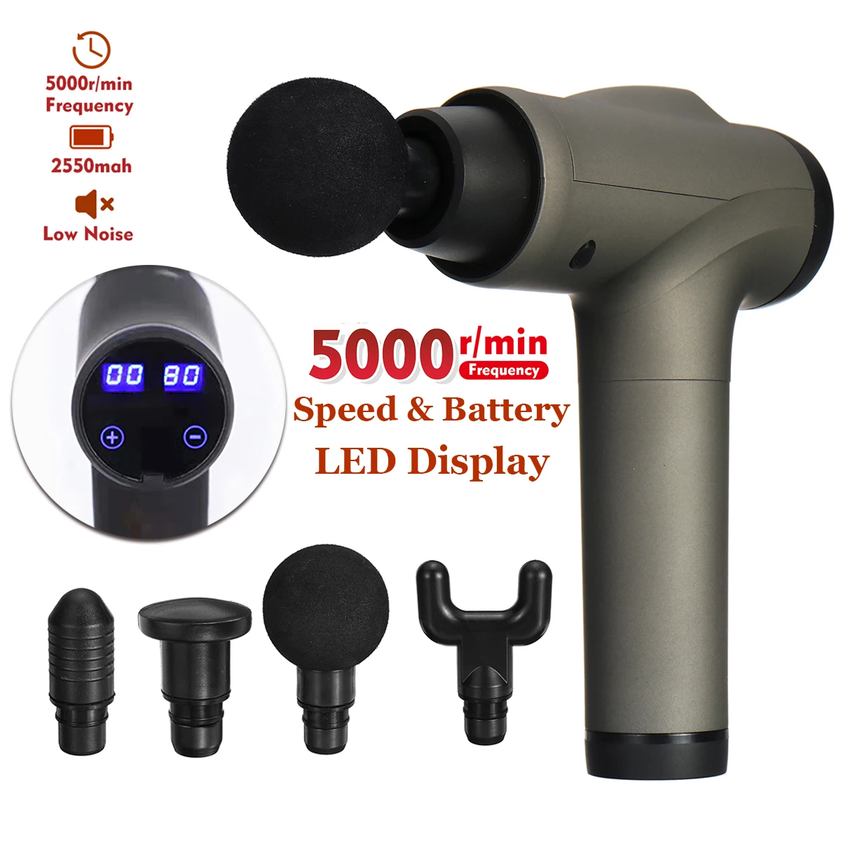 

Electric Massage Guns 6 Gear Smart Touch Muscle Massager 5000 r/min Deep Vibration Muscle Relaxation Fascia Guns with 4 Heads