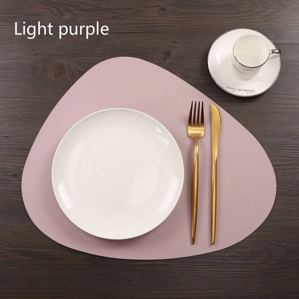  Nordic PU Leather Chic Tableware Pad Placemat Waterproof Non-Slip Heat Insulation Table Mat Creativ