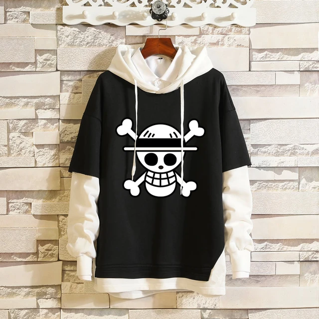 con capucha de One Piece de Luffy, ropa de calle con estampado de Ace Trafalgar Law Zoro falso dos piezas, estilo Harajuku, disfraz de Cosplay _ - AliExpress Mobile