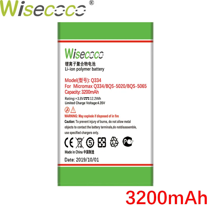 WISECOCO 3200 мАч Q334 батарея для BQS 5020 BQS 5065 Для Micromax Q334 мобильный телефон последняя продукция батарея+ номер отслеживания
