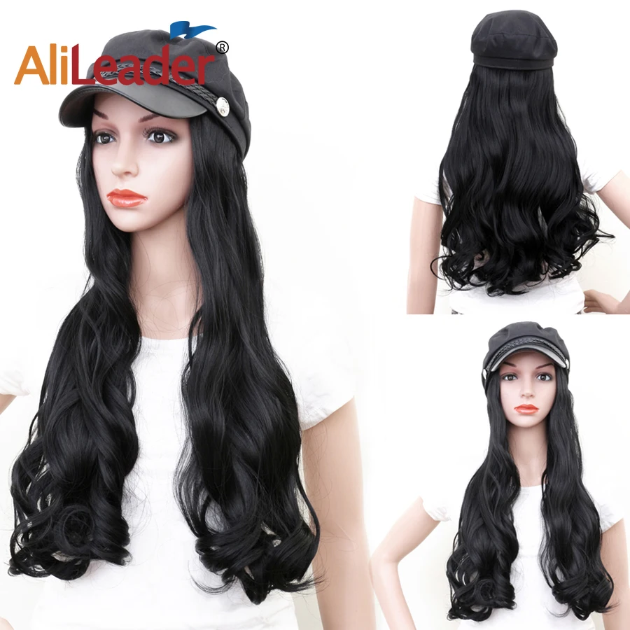 Women/'s Knit Beanie Cap with Attached Hair Mixed Braids with Beads and Feathers
