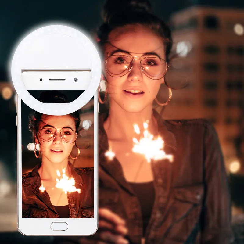

Portable LED Selfie Ring FlashLight Fit Dim Environment Self-timer Light Tool Luminous Ring Clip for Any Cell Phones Tablets
