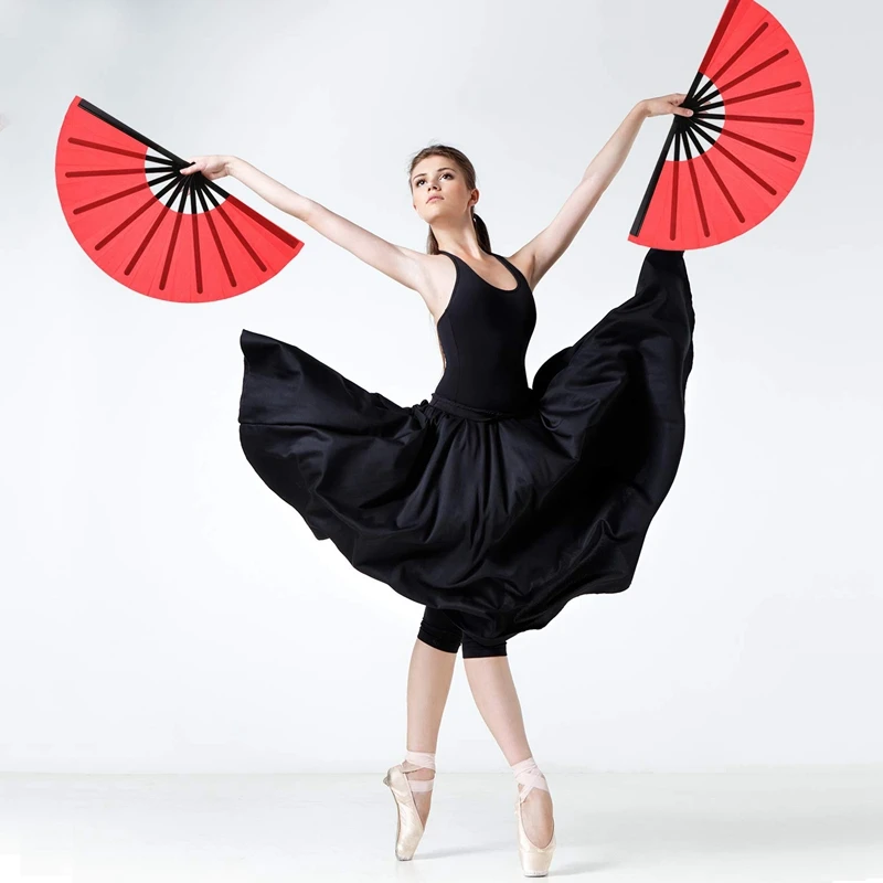 

2 Pieces Large Folding Fan Nylon Cloth Handheld Folding Fan Chinese Kung Fu Tai Chi Fan Decoration Fold Hand Fan for Party Favor