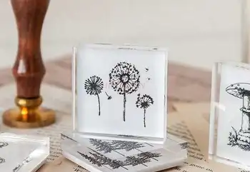 

Acrylic seal vintage plant mushroom dandelion cotton hand account tool seal