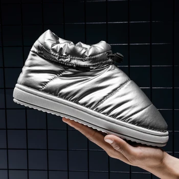 

New Winter Warm Plush Men's Waterproof Boots Male Home Slip on Shoes Mans Casual Flats Snow Boots Women Footwear Male Sneakers