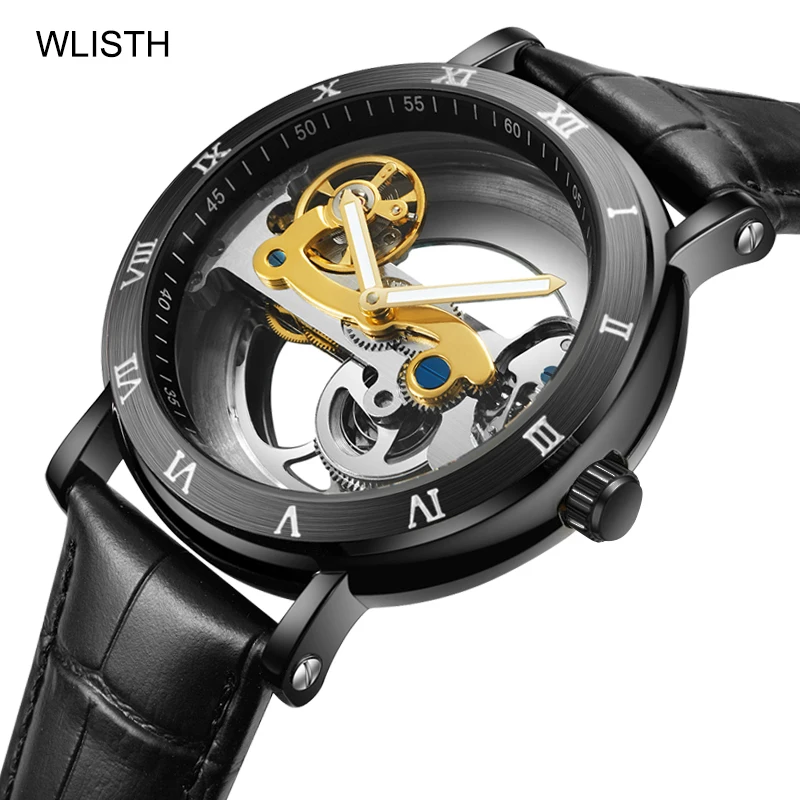 

WLISTH Men Automatic Mechanical Watch Creative Watch Waterproof Luminous 2019 New Leather Belt Man Watch Rolex_watch