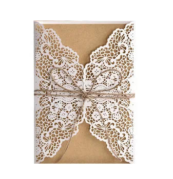 

Flower Pattern Laser Cut Lace Wedding Invitations Customize Invitation Cards With Seal Envelope
