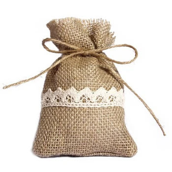 

Promotion! 50PCS Burlap Bags Natural Jute Large Burlap Pouch Sack Favor Bag for Showers Weddings Parties and Receptions - 10X14