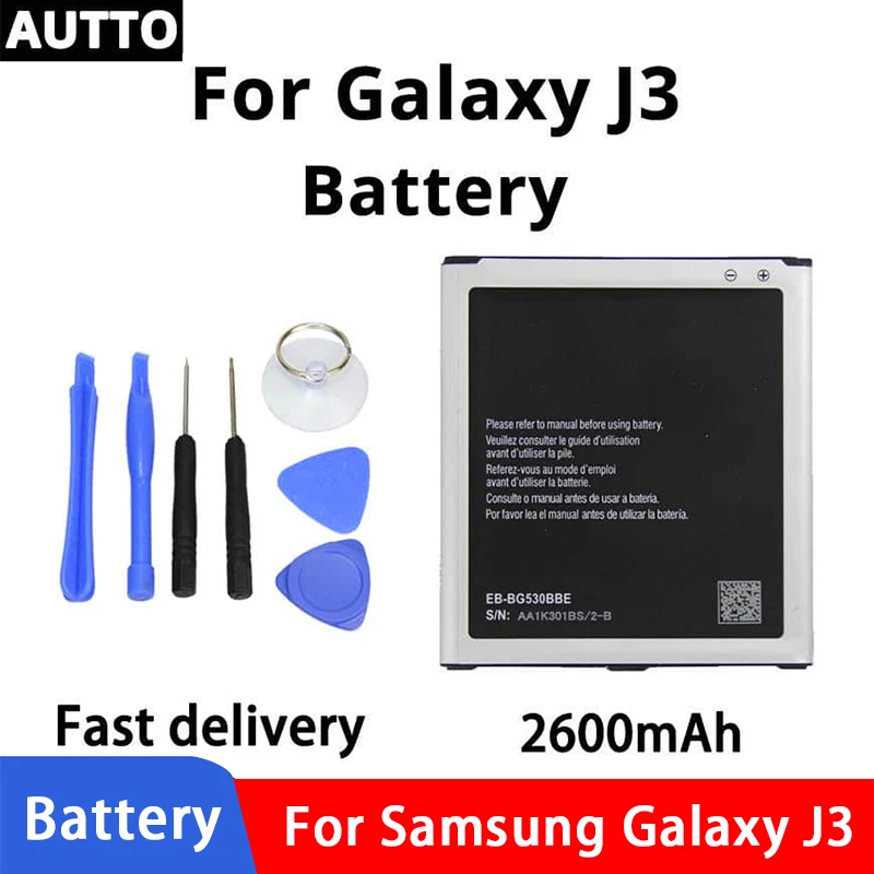 100 For Samsung Galaxy J3 phone battery 3.8V 2600mAh Rechargeable