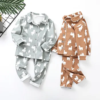 

Children's Clothes Set 2020 Long-sleeved Kid Pajamas Set Baby Girl Baby Boy Cartoon Printed Suit Baby Home Service Toddler Clo
