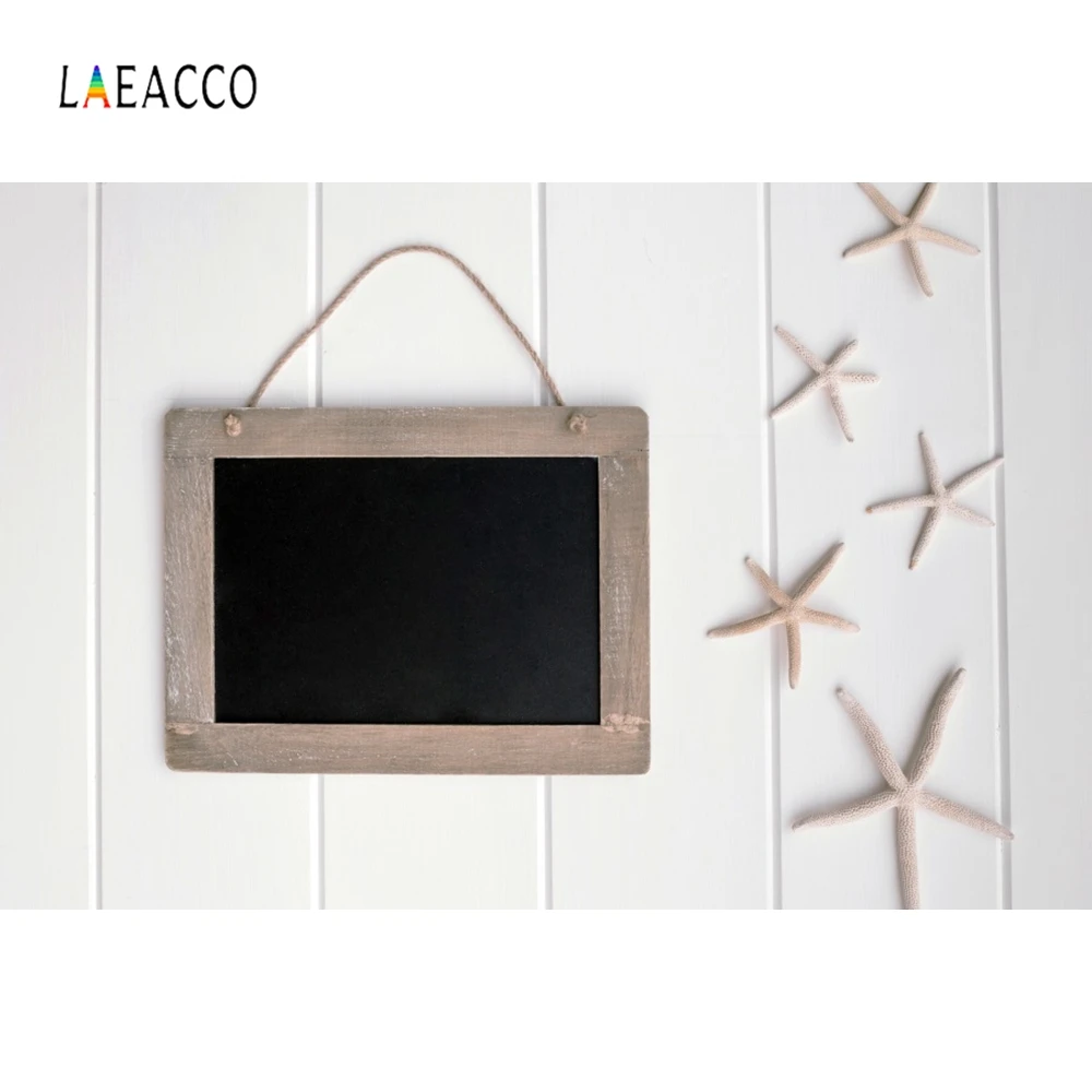 Laeacco Starfish Wooden Blackboard Photocall Photography Backdrops Personalized Vinyl Photographic Backgrounds For Photo Studio |