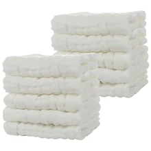 Serviettes de bain en mousseline pour bébé, lot de 10, réutilisables, douces, absorbantes, en coton, pour la peau délicate, blanches