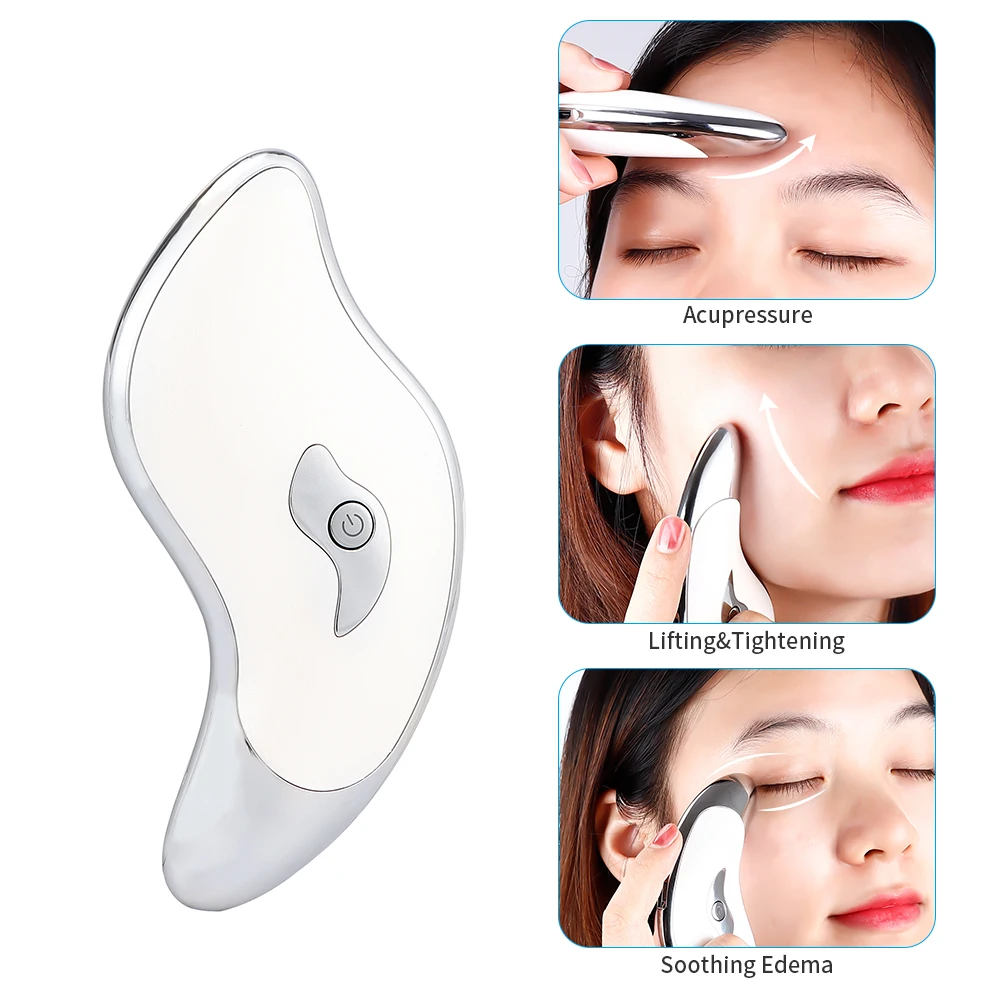 Electric Guasha Vibration Massager Face Neck Scraping Tool Facial Lifting Scraper Double Chin Removal Face Slimming V-Line Care