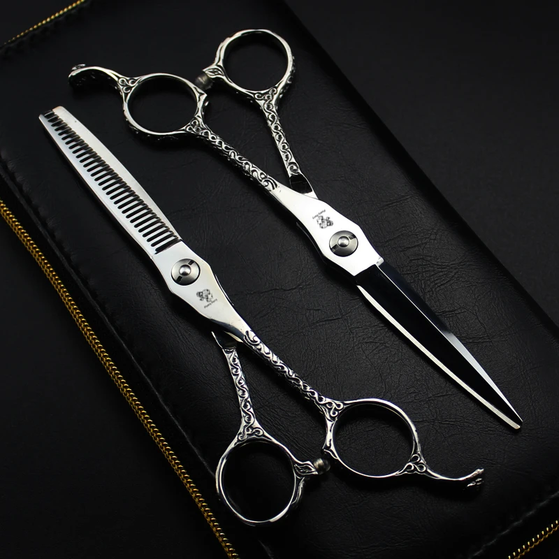 6 inch "Professional pet grooming kit, straight scissors and Thinning Scissors