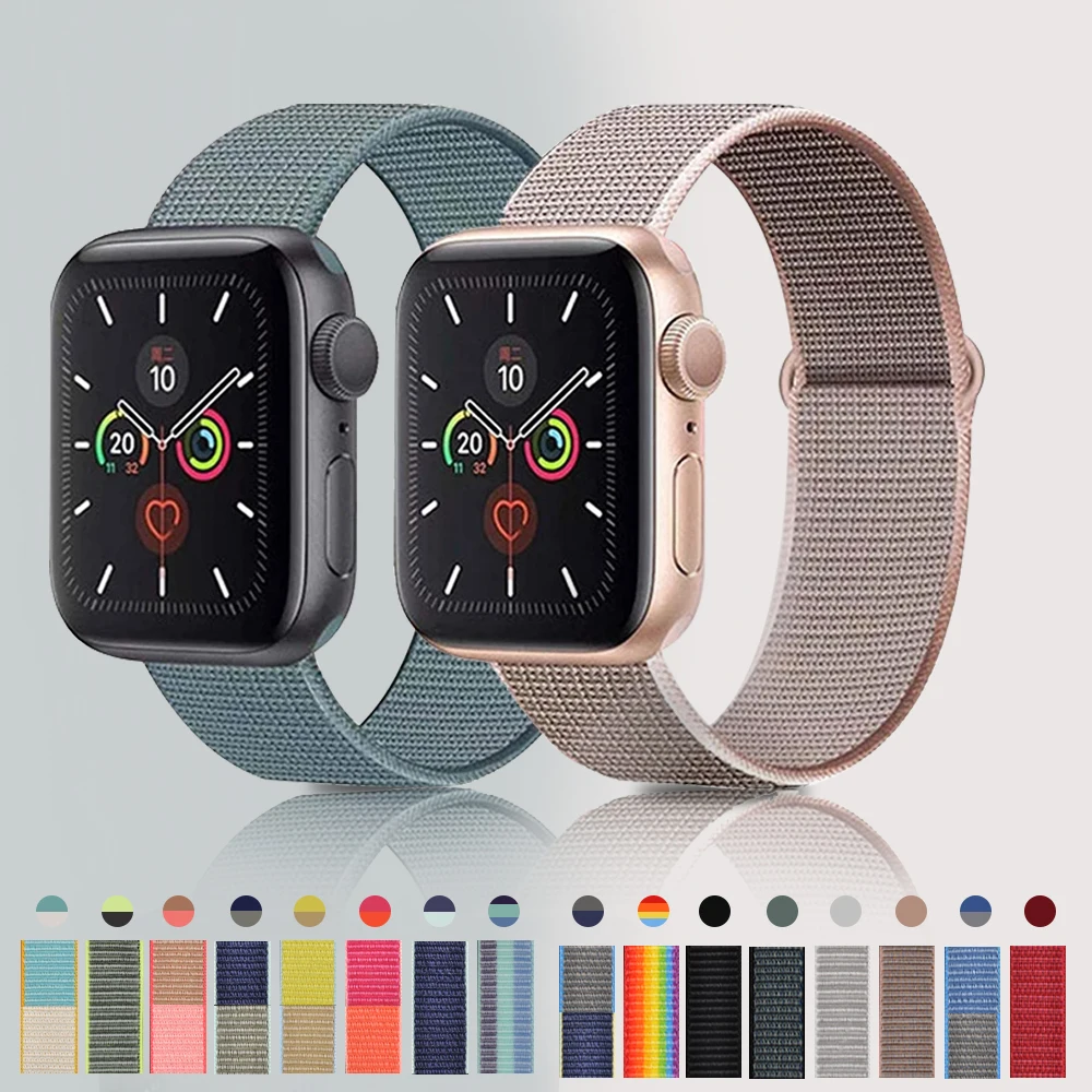 

Band For Apple watch Series 6 5 4 SE 44mm 40mm Nylon Breathable Sports Loop Replacement Strap for iwatch Series 3 2 1 38mm 42mm