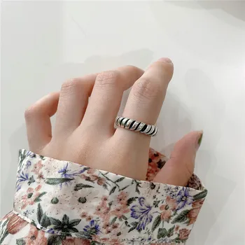 

RUIYI Real 925 Sterling Silver Twisted Rings Minimalist Irregular Adjustable Open Ring For Women Silver Luxury Fine Jewelry Ring