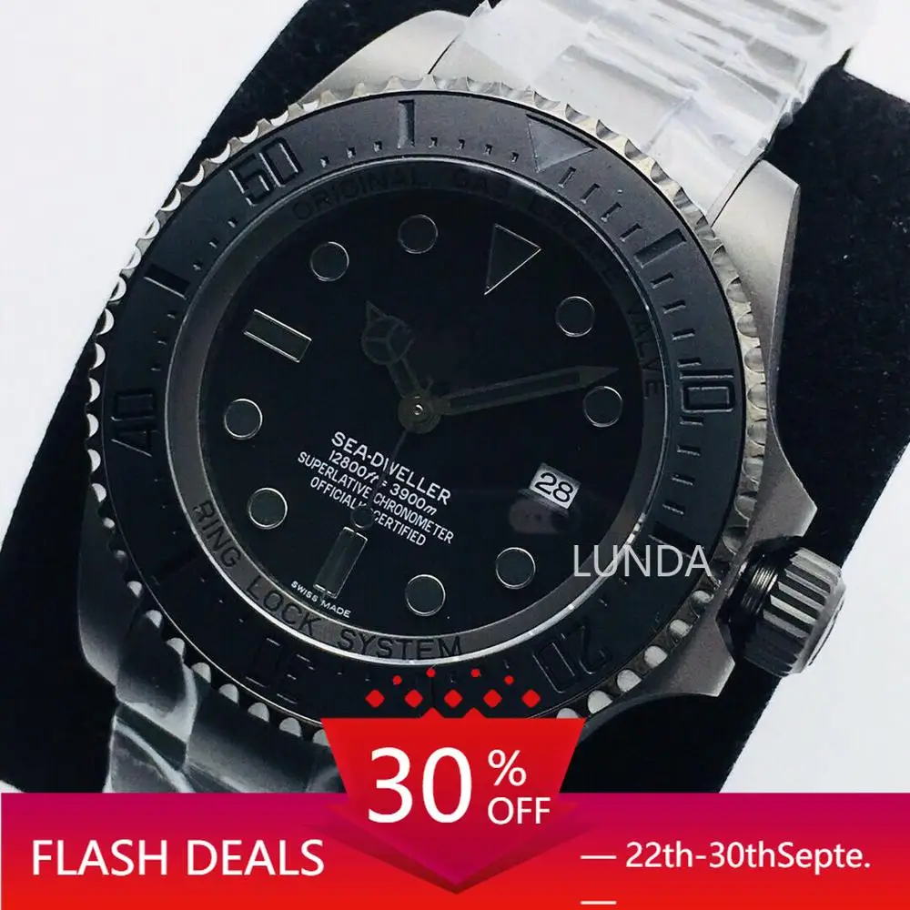 

factory deeply customized automatic mechanical movement diameter 40MM904L gun color frosted steel sapphire mirror man watch