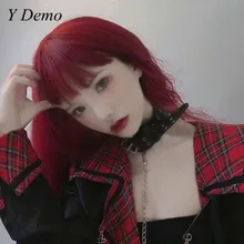 Женское колье в стиле панк из искусственной кожи с регулируемой широкой пряжкой