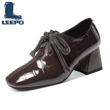 

Women High Heels Cow Leather Spring Autumn Black Zippers Comfort Soft Square Toe Female Luxury Party Thick Pumps Shoes Woman