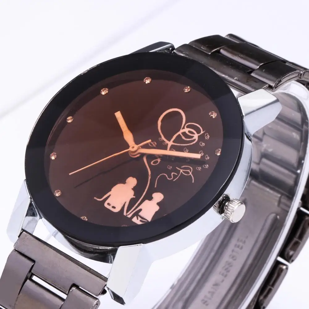 

Love Watches Women Men Stainless Steel Couple Watch Girl Quartz Wrist Watches Clock Gift reloj mujer Fashion Watches Lover