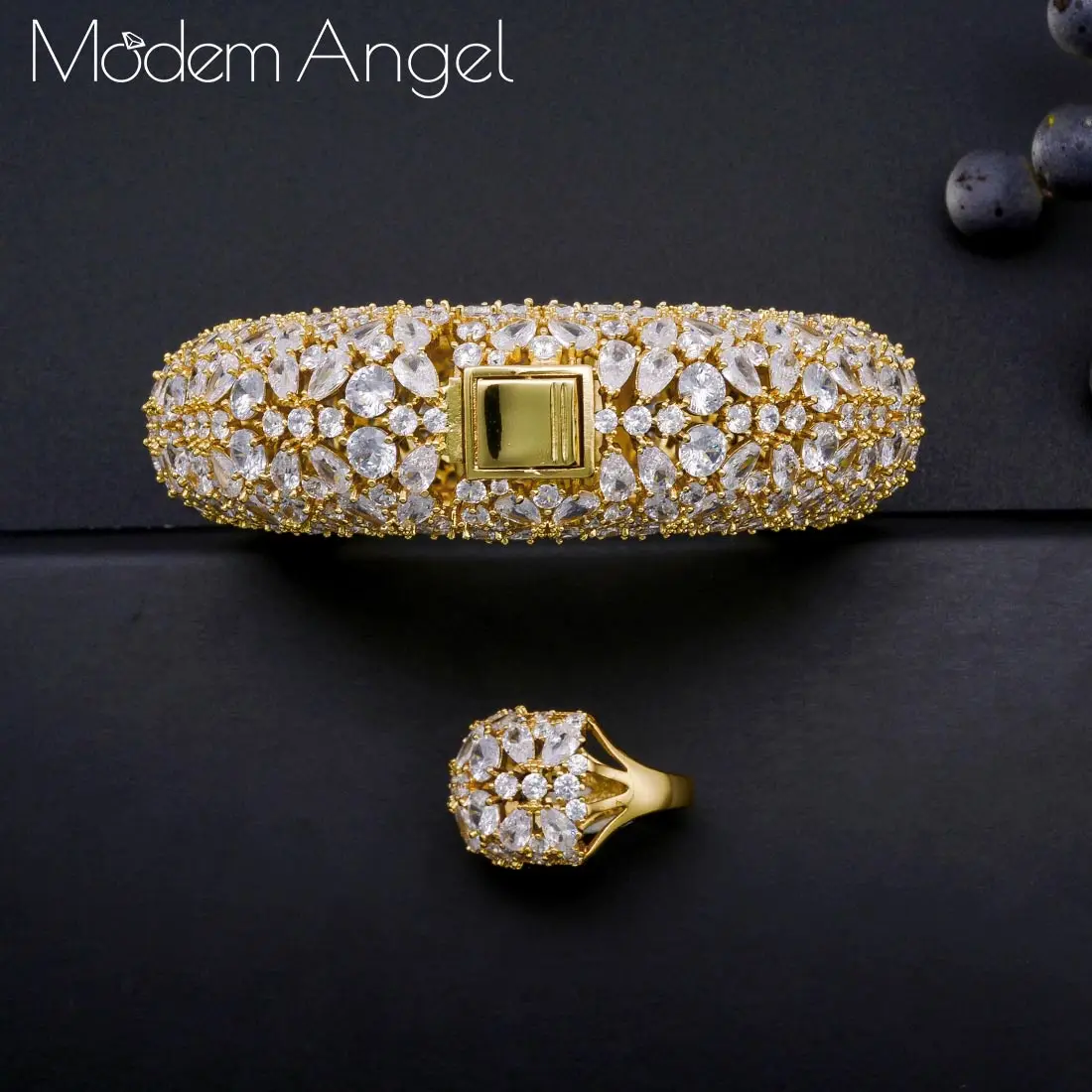 ModemAngel модный геометрический квадратный браслет набор колец для женщин аксессуары Полный кубический цирконий ювелирные наборы