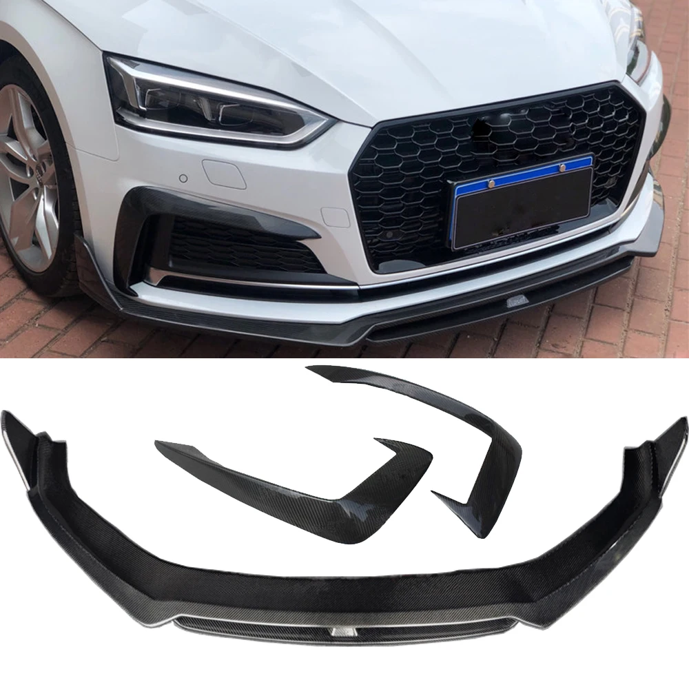 Углеродное волокно передний губы сплиттеры спойлер бампер ветер нож Подходит для Audi A5 Sline S5 седан - Цвет: Front Lip Wind Knife