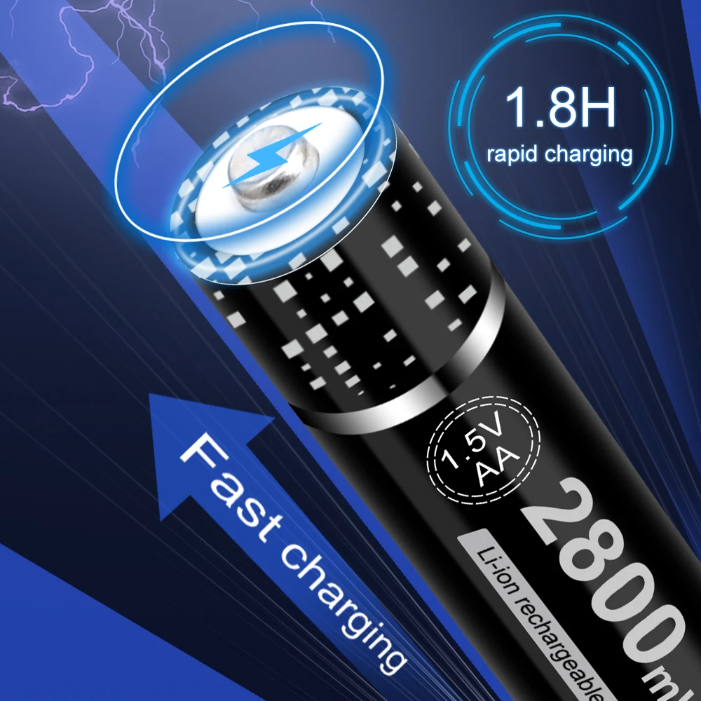 PALO 1.5V AA Battery Rechargeable 2800mWh 1.5V AA Li-ion lithium Battery aa batteries for Remote Control flashlight with Charger