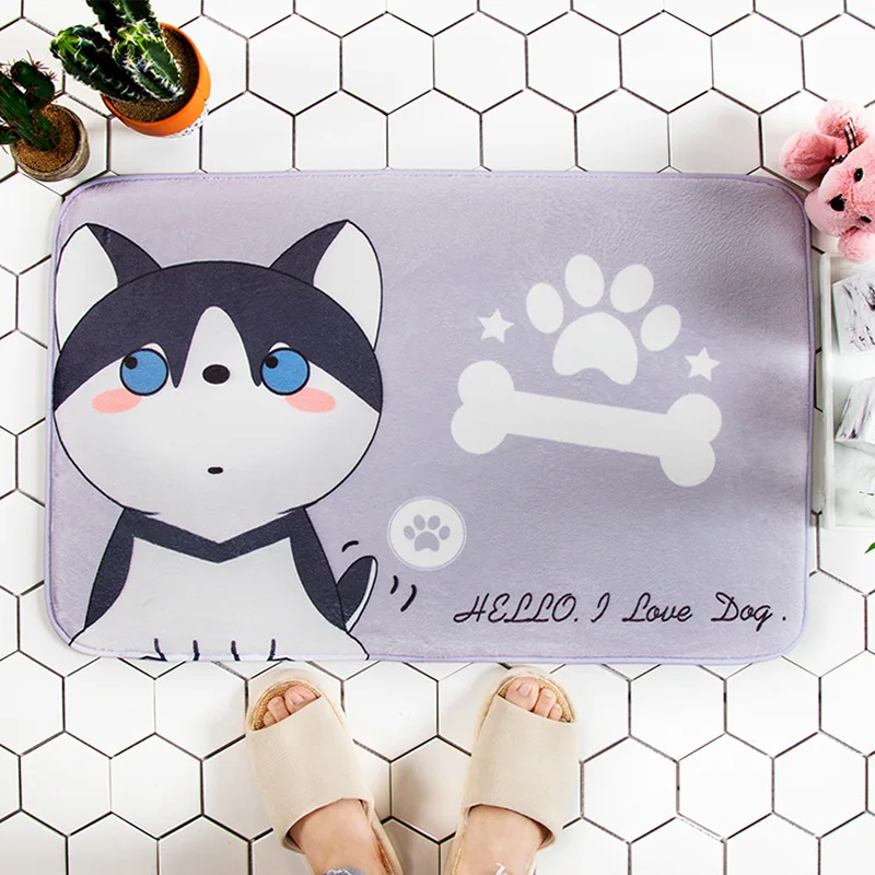 

Simanfei Bathroom Carpet Flannel Doormat Cartoon Dog Kitchen Bedroom Fluffy Floor Mat Office Chair Area Rug Living Room Mat