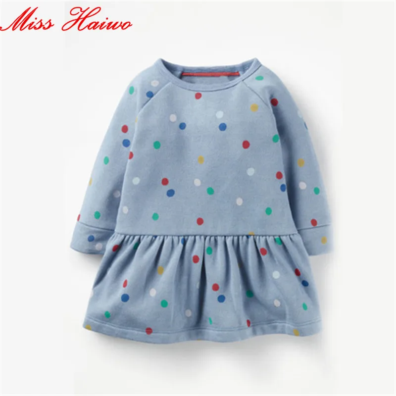 

Miss Haiwo Fall Kids Dresss For Girls Cotton Baby Girl Clothes Polka dots printing Girls Long Dress Children's Clothing